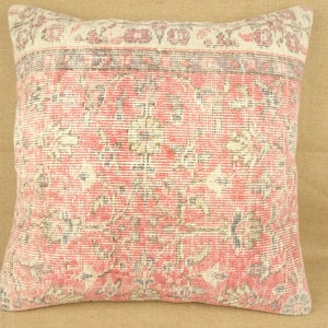 24x24 Oushak Rug Pillow,Floor Sitting Pillow Cover,Minimalist Decor Carpet Pillow,Turkish Carpet Pillow,Handmade Rug Pillow Cover.