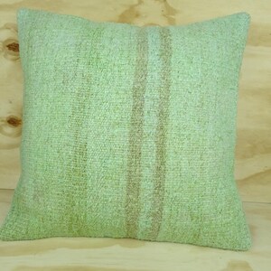 20x20 Barbie Style Pillow,Overdye Green Hemp Pillow Cover,Minimalist Decor Organic Hemp Pillow Cover,Beautiful Color Hemp Kilim Pillow.