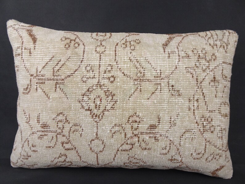 Oushak Carpet Pillow Cover,24/'x16/' inch Muted Turkish Carpet Pillow,Lumbar Vintage Pillow,Bohemian Pillow,Decorative Pillow.