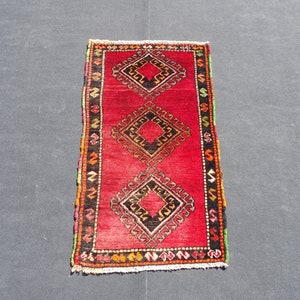 Small Turkish Carpet Rug,2,1&quot;x3,7&quot; Feet 64x108 Cm Vintage Handmade Turkish Carpet Rug,Doble Knotting Woven Oushak Carpet Rug.
