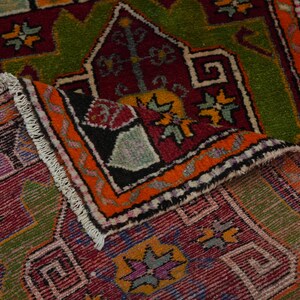 Primitive Antique Turkish Wool Rug: Small Anatolian Carpet Rug, 2x4 Feet. image 8
