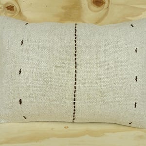 White And Brown Hemp Pillow,24'x16' inch Lumbar Pillow Cover,Turkish Hemp Kilim Pillow,Handmade Hemp Pillow Cover.