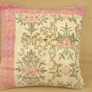 Handmade Pillow Cover,24x24 Large Size Pillow Cover,Mid Century Modern Pillow,Floor Sitting Pillow,Turkish Rug Pillow,Oushak Rug Pillow.