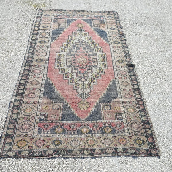 Turkish Carpet Rug,4,1"x6,10" Feet 125x208 Cm Pastel Sost Color Vintage Oushak Carpet Rug,Vintage Home Floor Decor Turkish Carpet Rug.