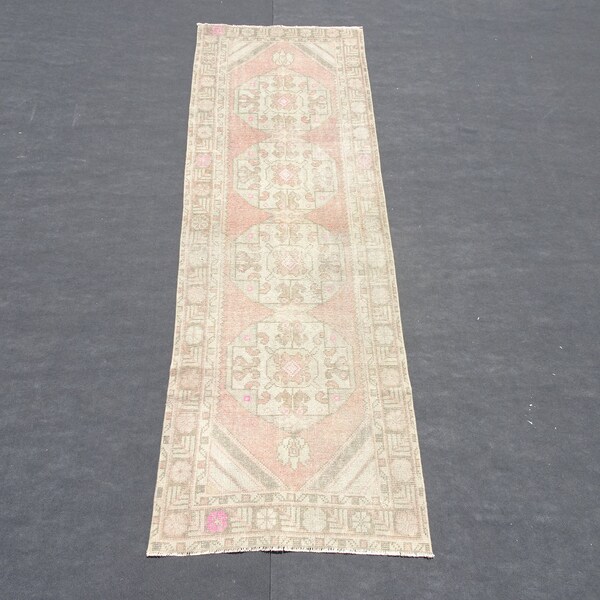 Oushak tappeto Runner, 2, 11 "x8, 7" piedi 89x262 cm Home Living, Doble Knott Oushak tappeto tappeto Runner, Runner tappeto, tappeto turco Runner, Runner tappeto pastello