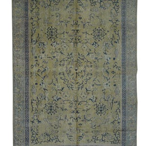 Large Oushak Turkish Carpet Rug: Vintage Anatolian Wool, 6.5x9.6 ft