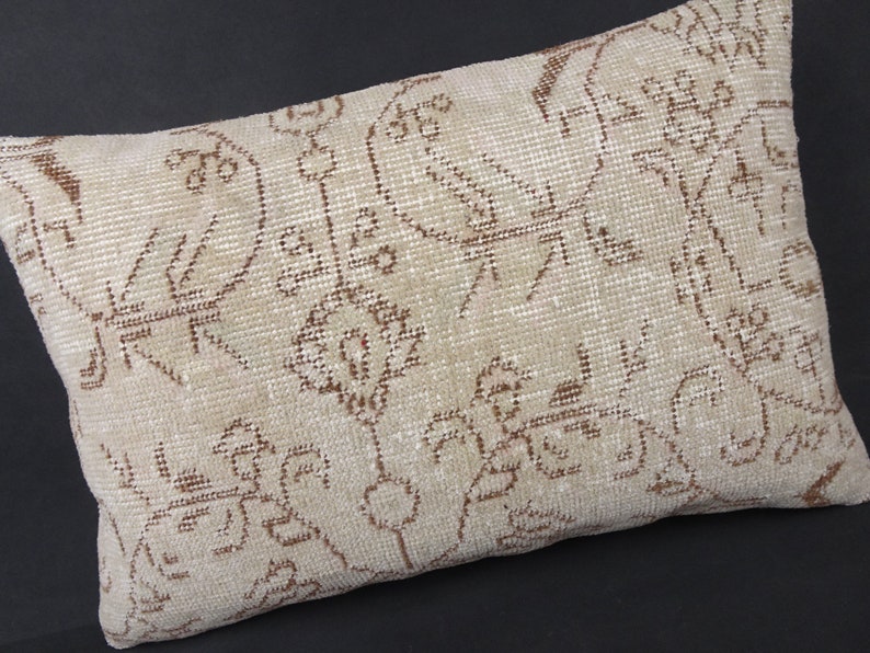 Oushak Carpet Pillow Cover,24/'x16/' inch Muted Turkish Carpet Pillow,Lumbar Vintage Pillow,Bohemian Pillow,Decorative Pillow.