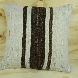20x20 organic hemp pillow covers with handcrafted details, natural hand-dyed hemp pillow cover,brown and white hemp pillow cover.