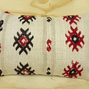 White And Black Hemp Pillow,24'x16' inch Lumbar Pillow Cover,Turkish Hemp Kilim Pillow,Handmade Hemp Pillow Cover.
