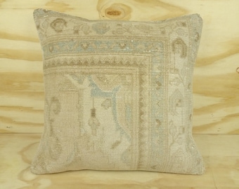 Vintage Oushak Carpet Pillow Cover: 20x20 inch, Handmade Turkish Pillows.