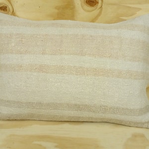 Mid Century Moder Decor Hemp Rug Pillow,24'x16' inch,Organic Lumbar Pillow Cover,Turkish Hemp Kilim Pillow,Handmade Hemp Pillow Cover.