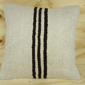 Housse de coussin en chanvre turc fait main : oreiller bohème kilim (20 x 20 pouces)