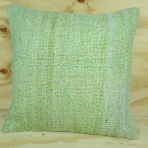 20x20 retro hemp blend cushion covers, artisan-made hemp pillow covers, natural hemp pillow covers,Overdye Green Hemp Kilim Pillow Cover.