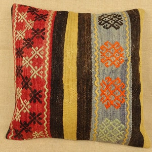 Almohada Kilim, almohada hecha a mano, almohada Kilim turca de 20x20 pulgadas 50x50 cm, almohada decorativa, almohada Boho, funda de cojín Kilim, almohada grande. imagen 1