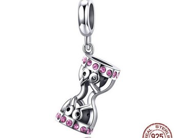 925 Sterling Silver Red Enamel Hour Glass Charm Beads Fit Bracelets for Women As Beautiful Gifts