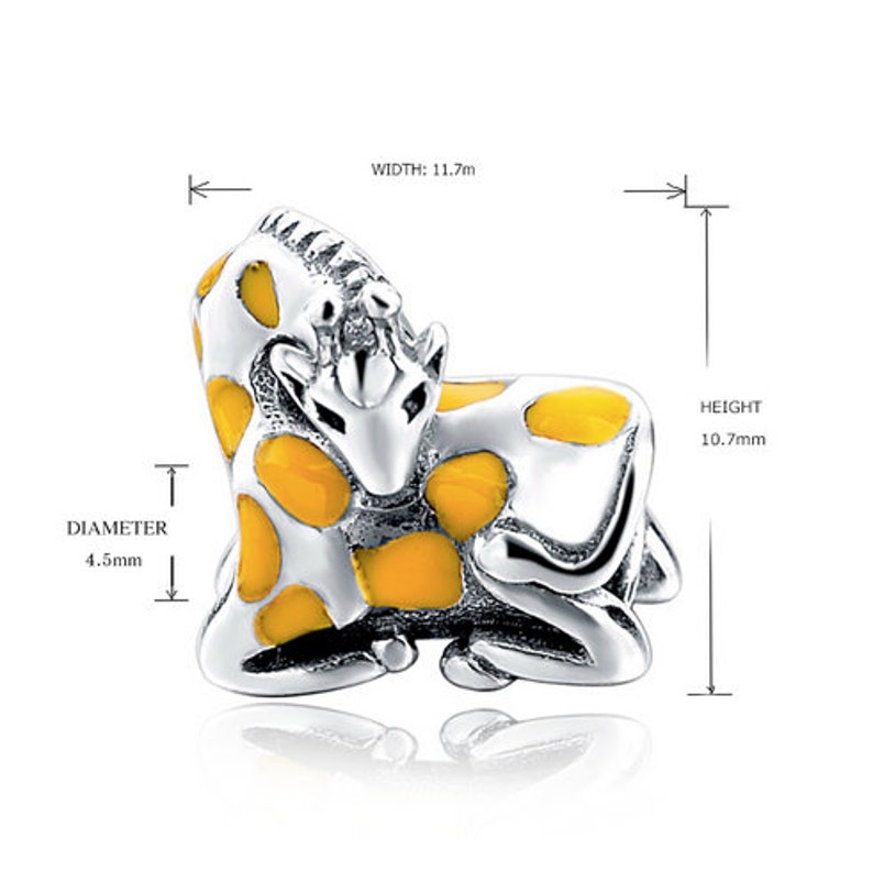 100/% Genuine 925 Sterling Silver Yellow Enamel Giraffe Animal Pendant Charms Fit Charm Bracelets /& Bangles Fine Jewelry Making
