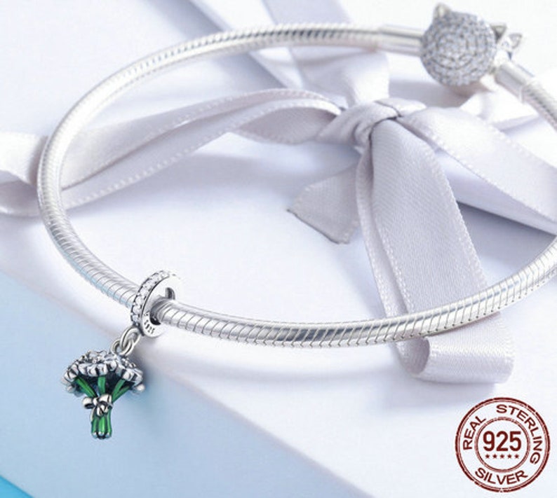 100/% Genuine 925 Sterling Silver Daisy Flower Green Color Enamel Pendant Charms fit Women Bracelets jewelry Making