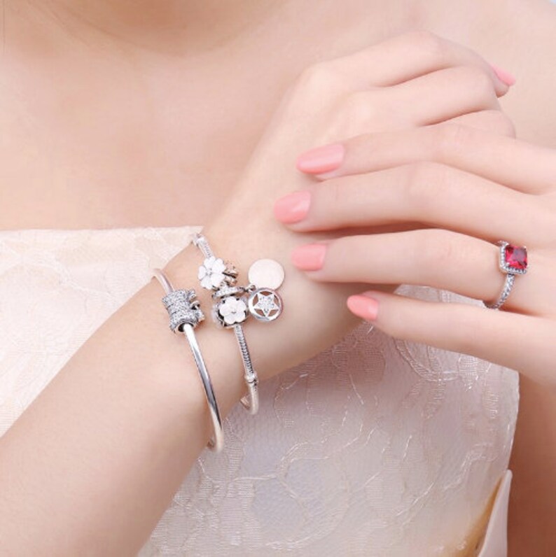 100/% Genuine 925 Sterling Silver Pearl Flower White Murano Glass Bead Charm Fit Bracelets For Women Best Gifts