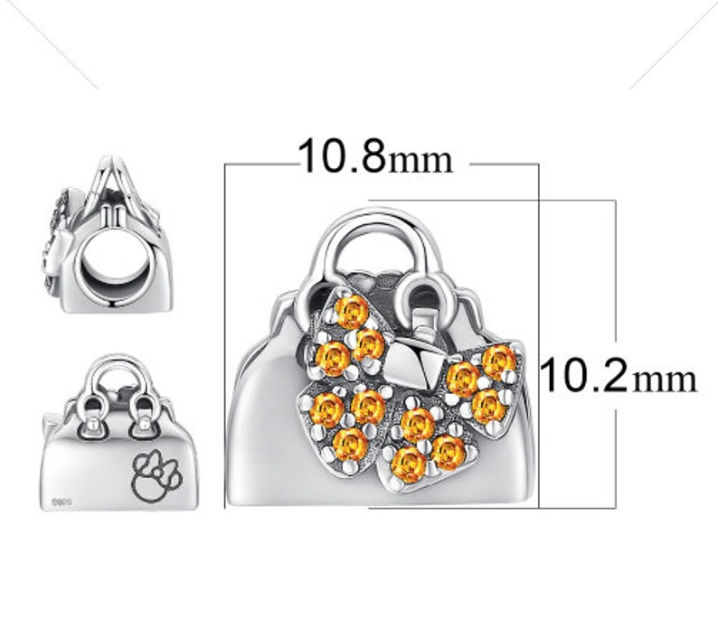 100/% Genuine 925 Sterling Silver Dazzling Women Love Handbag Charm Beads fit Charm Bracelet /& Necklace