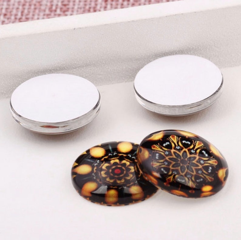 50pcs Mixed Round Gold Mandala Photo Glass Cabochon 10mm 12mm 14mm 16mm 18mm 20mm DIY Pendants Necklace Making Accessories