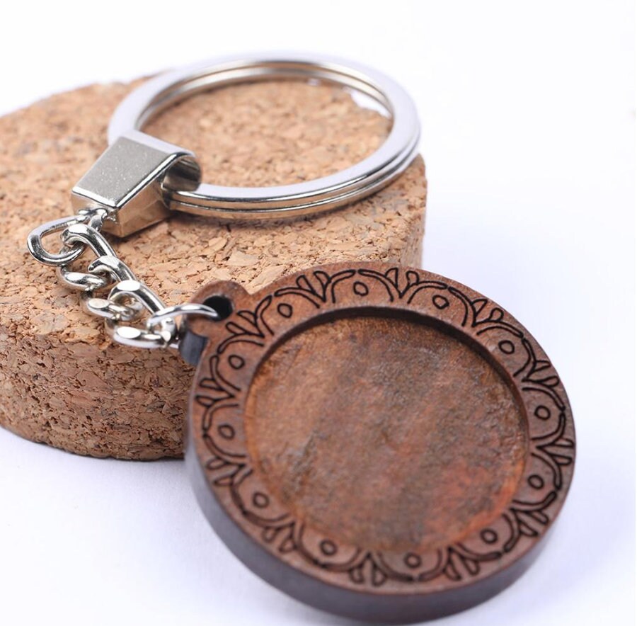 5pcs 25mm Round Wood Cabochon Keychain Base Settings DIY Blank Etsy