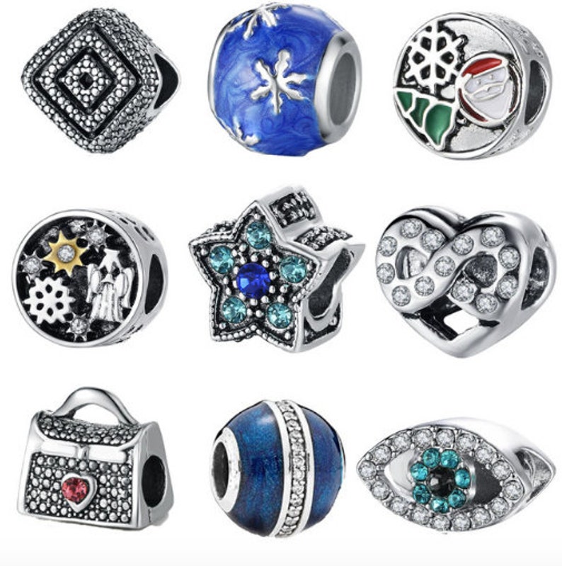 Solid 925 Sterling Silver White Cubic Zirconia Christmas Tree Charm Bead 006 for European Snake Chain Bracelets