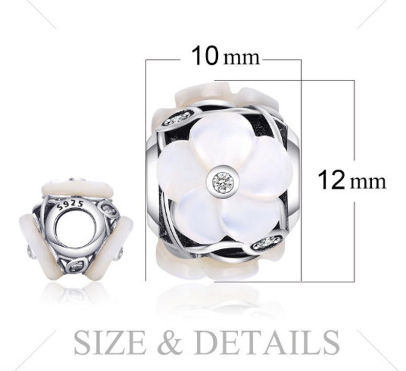 100/% Genuine 925 Sterling Silver Pearl Flower White Murano Glass Bead Charm Fit Bracelets For Women Best Gifts