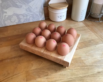 Egg storage racks for 12 eggs (one dozen) 4 x 3 - Handmade from salvaged wood in the UK