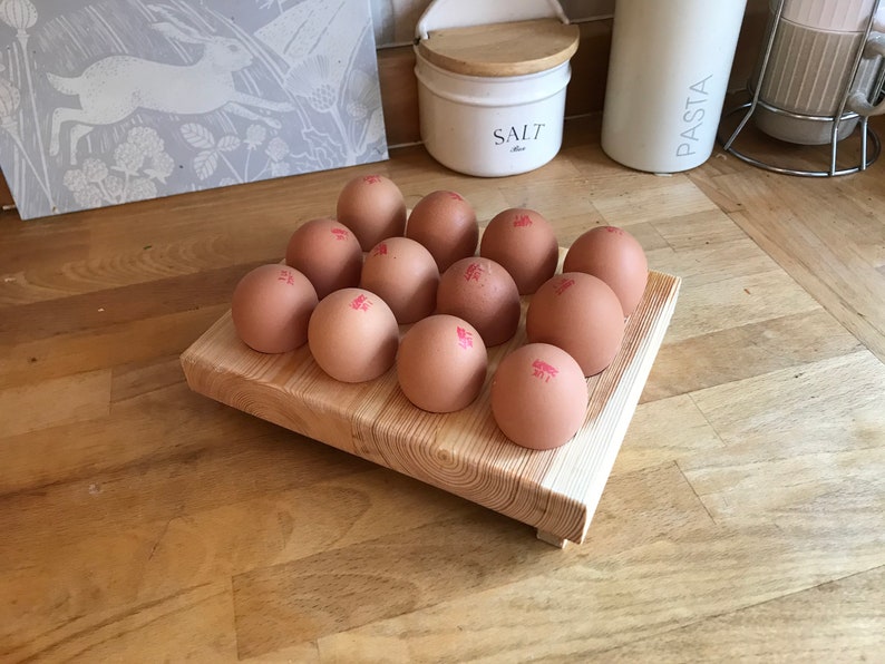 Egg storage racks for 12 eggs one dozen 4 x 3 Handmade from salvaged wood in the UK image 1