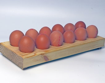 Egg storage racks for 12 eggs (one dozen) 6 x 2 - Handmade from salvaged wood in the UK
