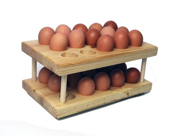 Egg storage racks  for 30 eggs (two layers of 5 x 3) - Handmade from salvaged wood in the UK