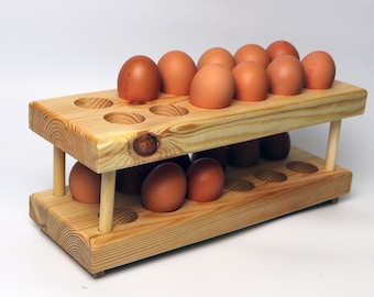 Egg storage racks for 24 eggs (6 x 2 x 2) - Handmade from salvaged wood in the UK