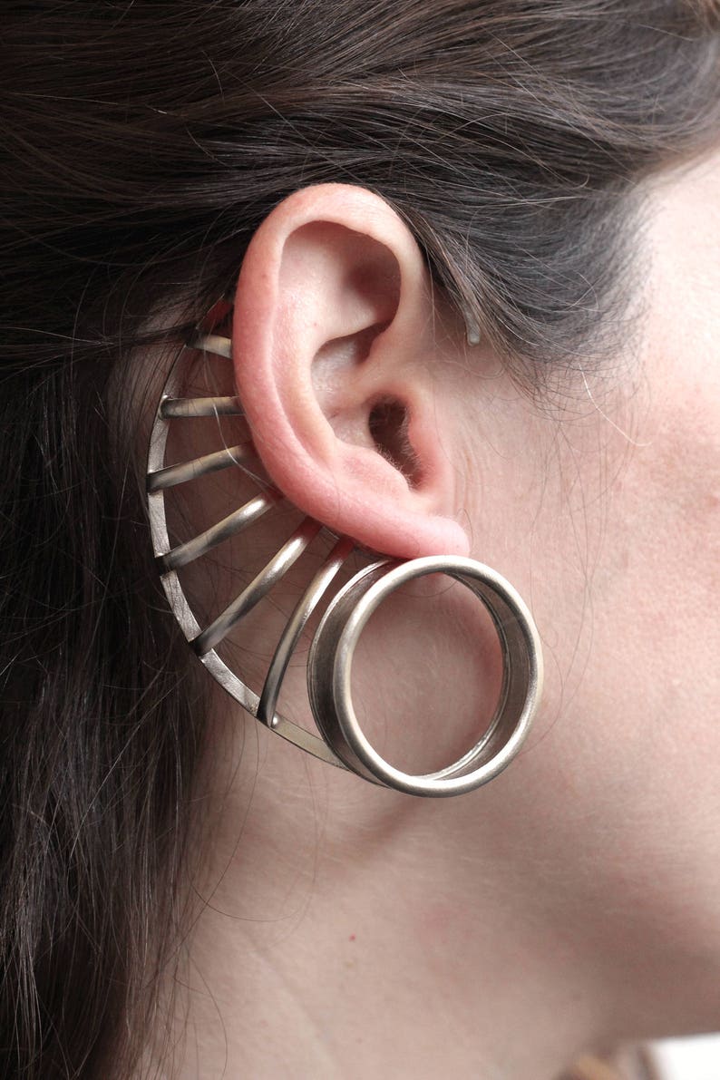 Earcuffs silver plated Big tunnels look alike Ear tunnels Etsy