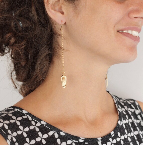 Pera Jewelry 14K Gold Plated Leaf Shape Earrings, Lightweight Chandeli –  Pera Jewelry Store