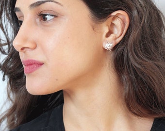 Pendientes de flor de loto plata de ley, flor de loto