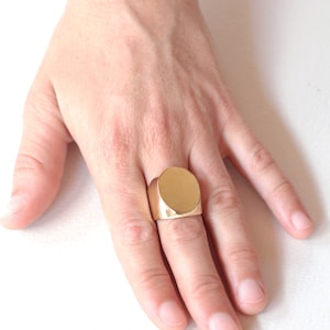 Seal ring gold plated, Big signet ring, Statement ring, Heavy seal ring, Unisex rings, Signet ring for men and woman, Oval signet ring,