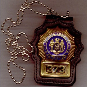 New York/New Jersey Style Detective-Style Badge Cut-Out Leather Neck Hanger with beaded chain (badge NOT included)