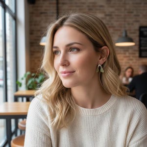 May include: A pair of gold-toned earrings shaped like maple seeds, also known as samaras. The earrings feature a textured surface and a delicate, bifurcated design that hangs from the earlobe, catching the light with a subtle metallic sheen.