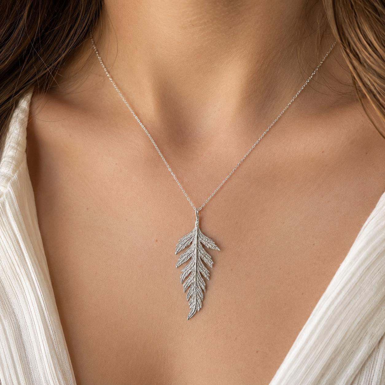 Fern Necklace With Silver Chain, Unique Gift for Her, Botanical