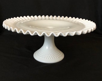 milk glass cake stand