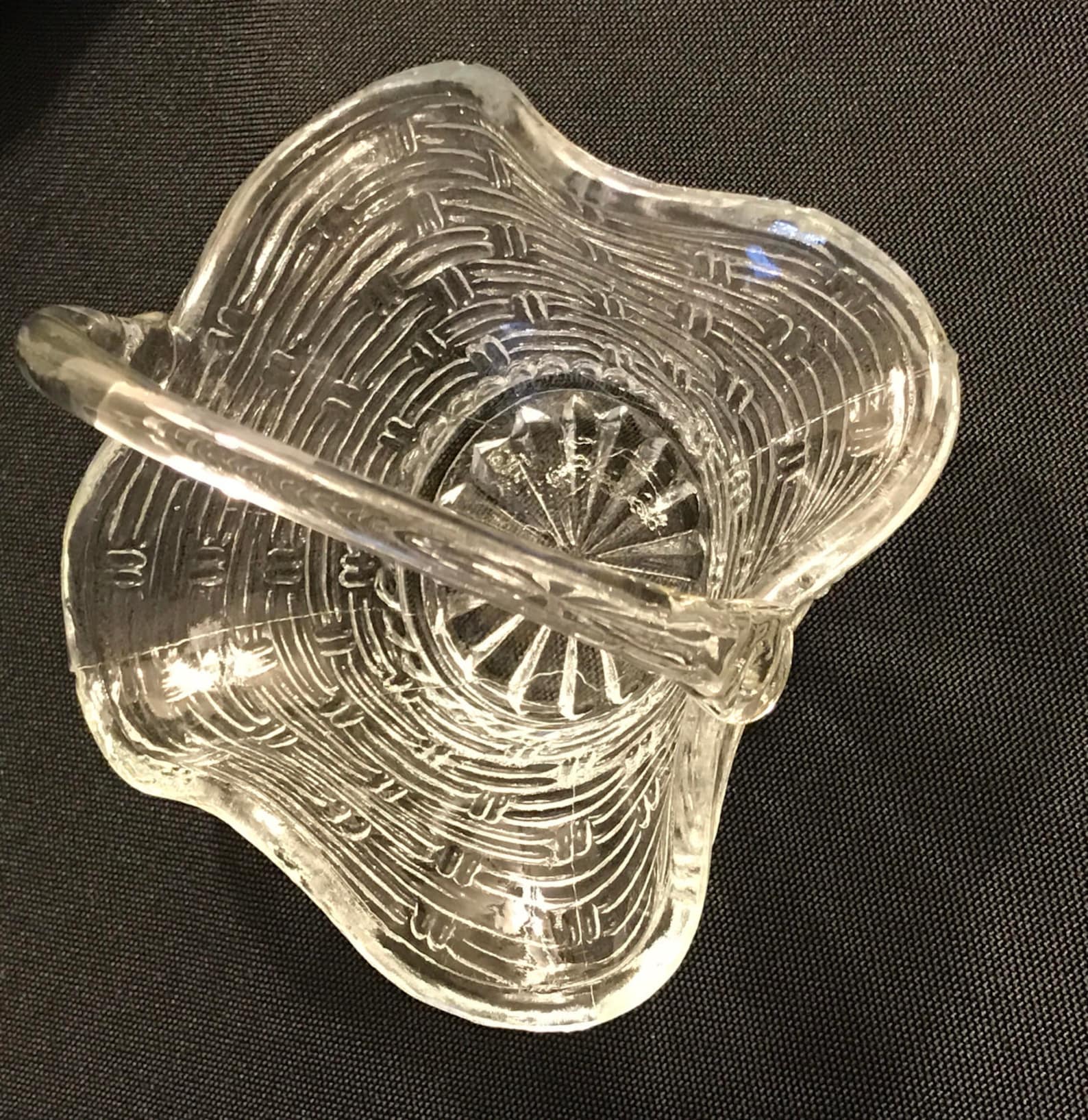 Little Clear Glass Basket with Handle Vintage Etsy