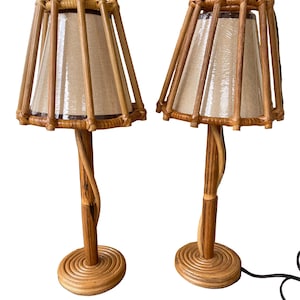 Pair of Rattan Table Lamp