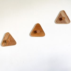Set of 3 Pencil Reed Rattan Wall Coat Hook Mid -Century Modern, Wall Mounted Hook Rack, Entryways, Bedroom Decor