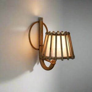 Rattan Pencil Reed Mid-Century Sconces Lamp, Wall Lighting Sconce