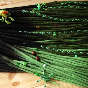 Woldreads volledige set DE dreadlocks extensions dubbelzijdig zwart licht donkergroen limoen