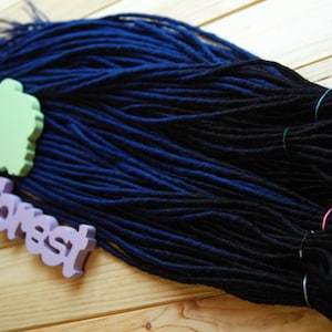 5 DE - 70 DE synthetic double ended dreads  black -&gt; dark blue