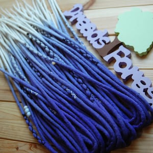 Wool dreads full set DE dreadlocks extensions double ended purple white ombre