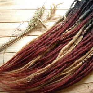 Ombre Dreadlocks Extensions: Black, Sahara Blonde, Reddish Brown Synthetic Dreads