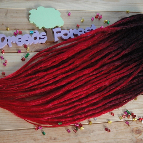 Natural look synthetic double ended black red ombre dreads hair extensions dreadlocks boho single ended DE or SE