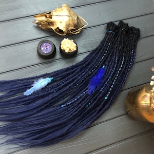 Black to Navy Blue Ombre Synthetic Dreadlocks Extensions: Boho DE or SE